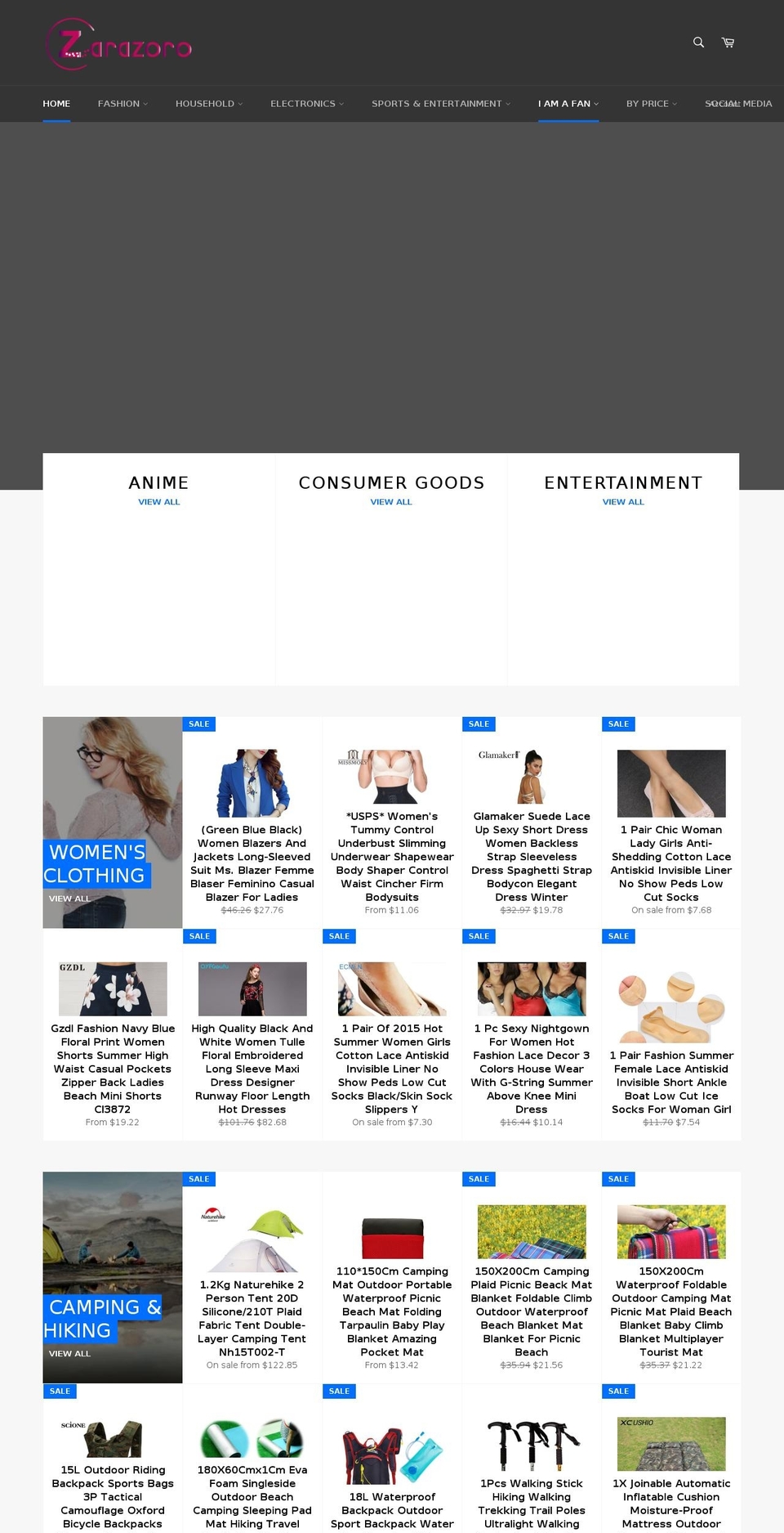 zarazoro.com shopify website screenshot