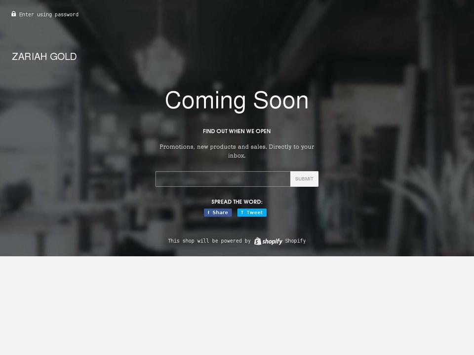 zariahgold.com.au shopify website screenshot