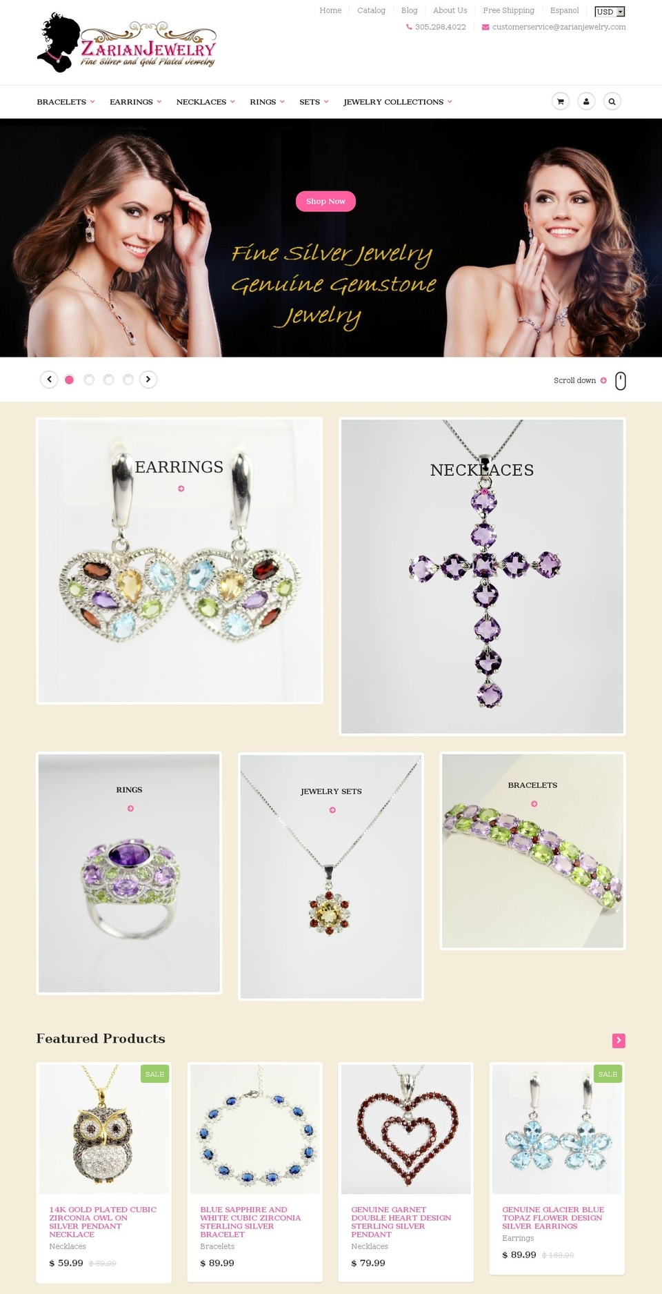 zarianjewelry.com shopify website screenshot