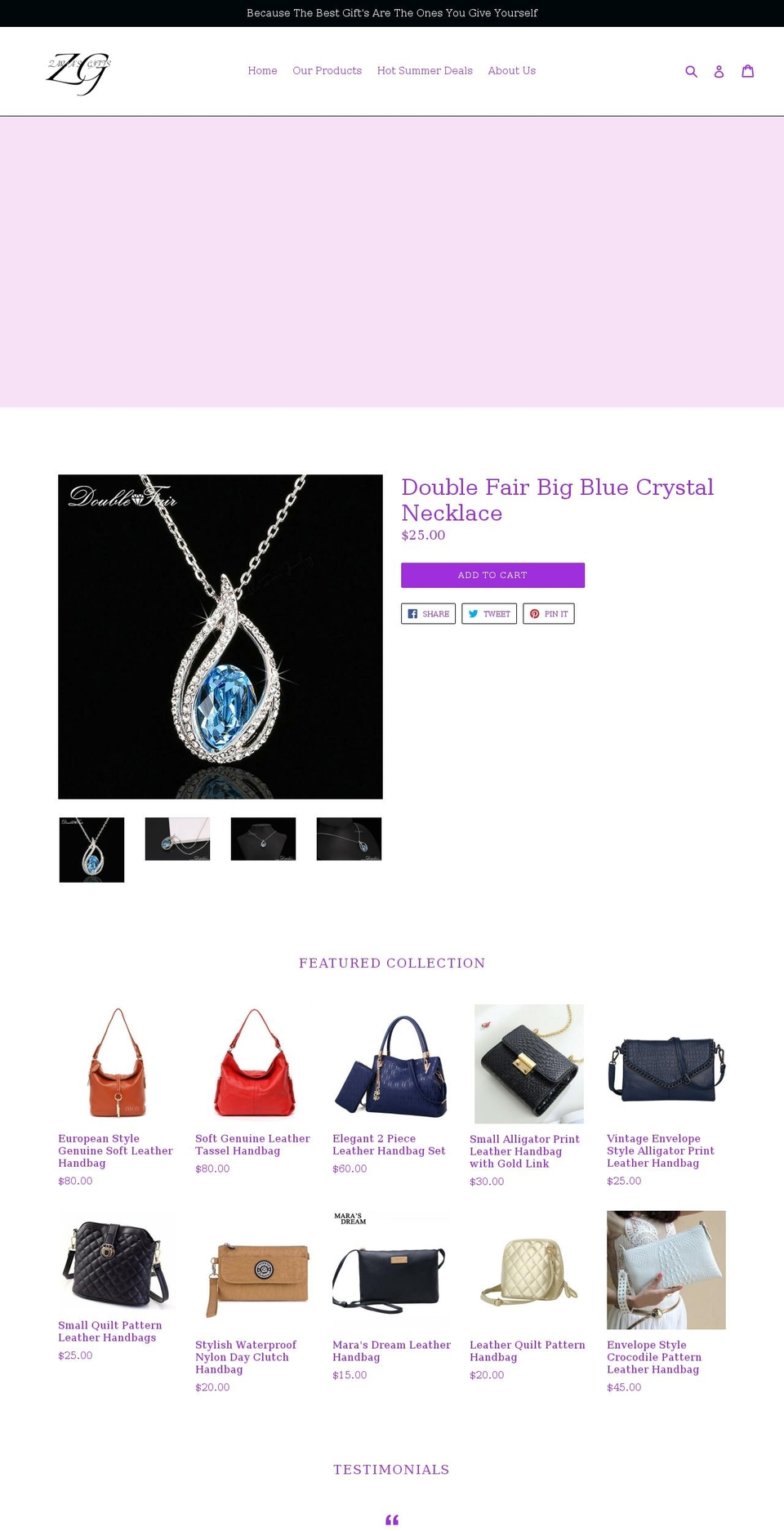zariasgifts.com — Shopify storefront screenshot