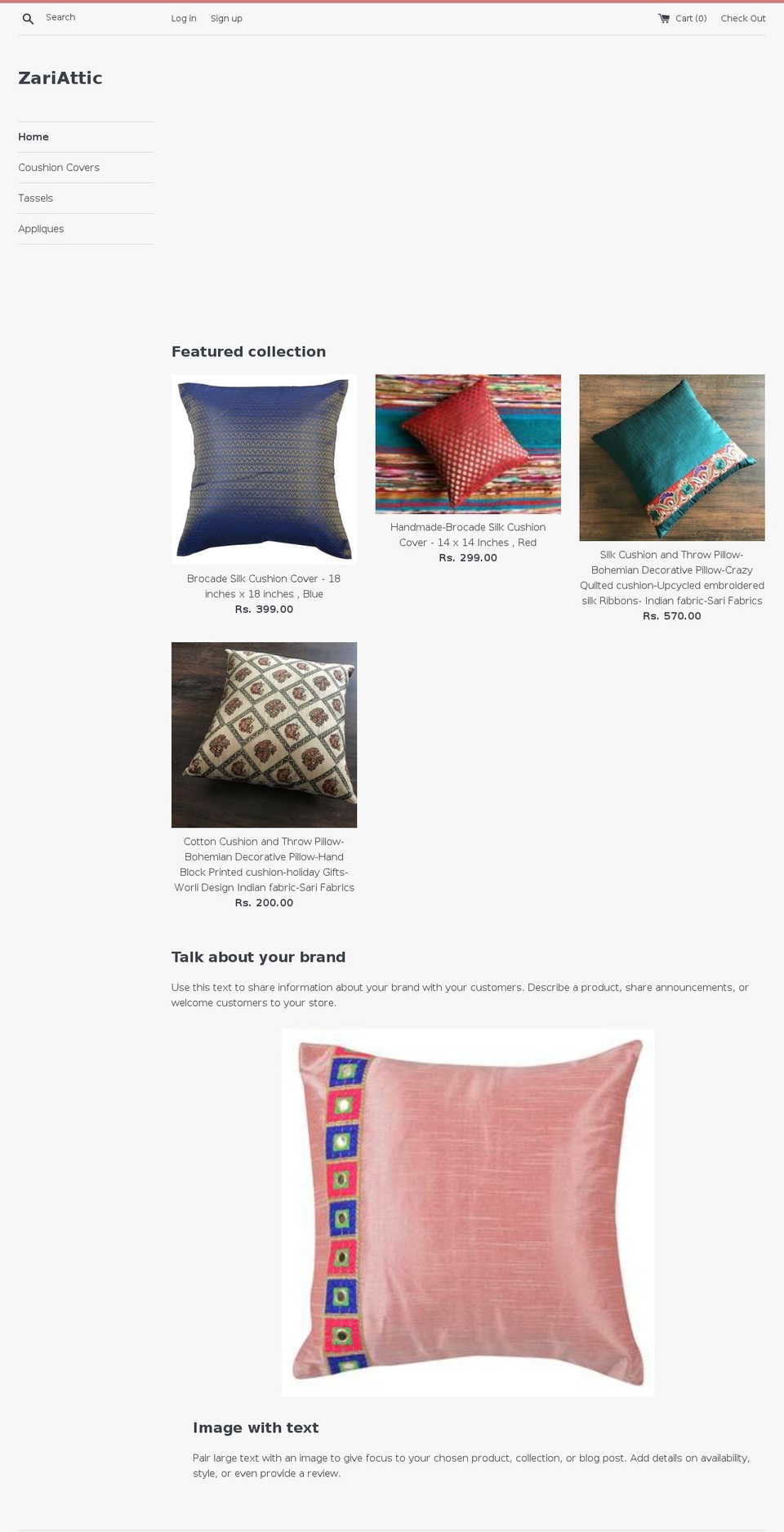 zariattic.com — Shopify storefront screenshot