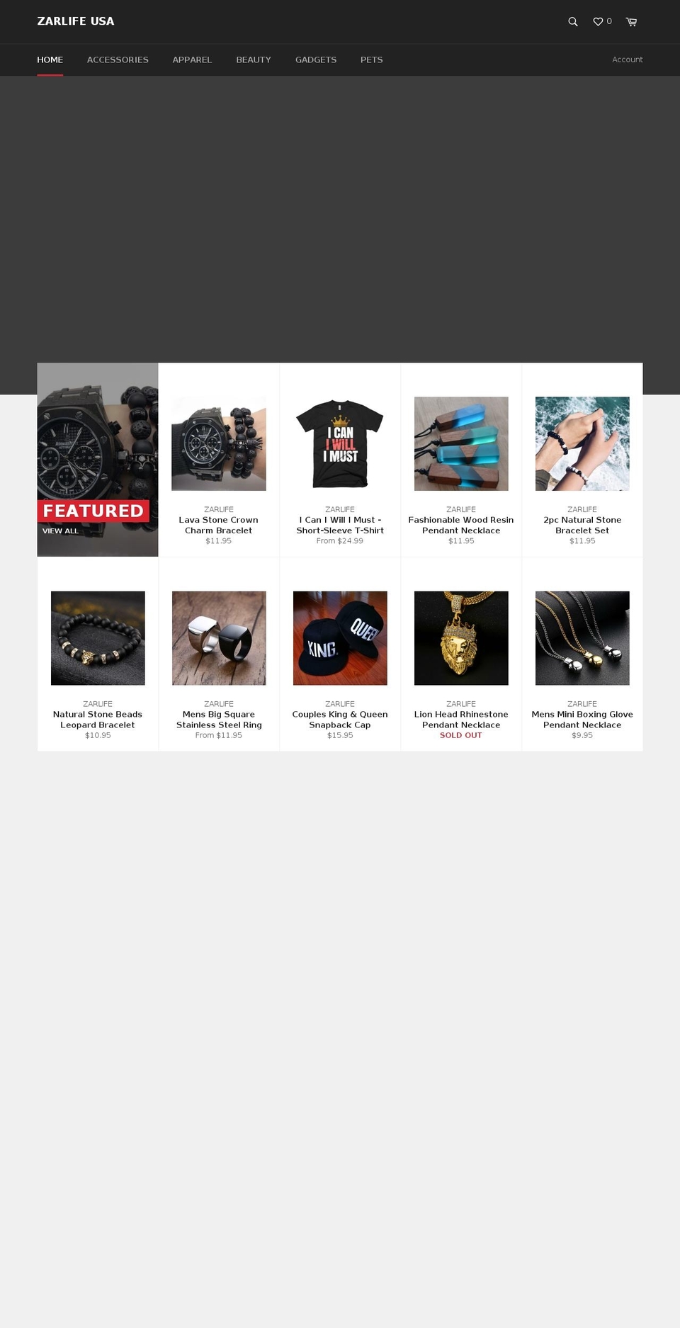zarlife.com — Shopify storefront screenshot