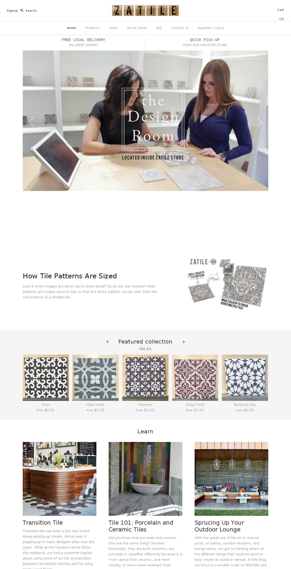zatile.com shopify website screenshot