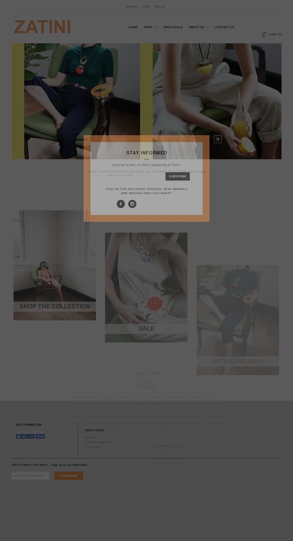 zatini.com.au shopify website screenshot