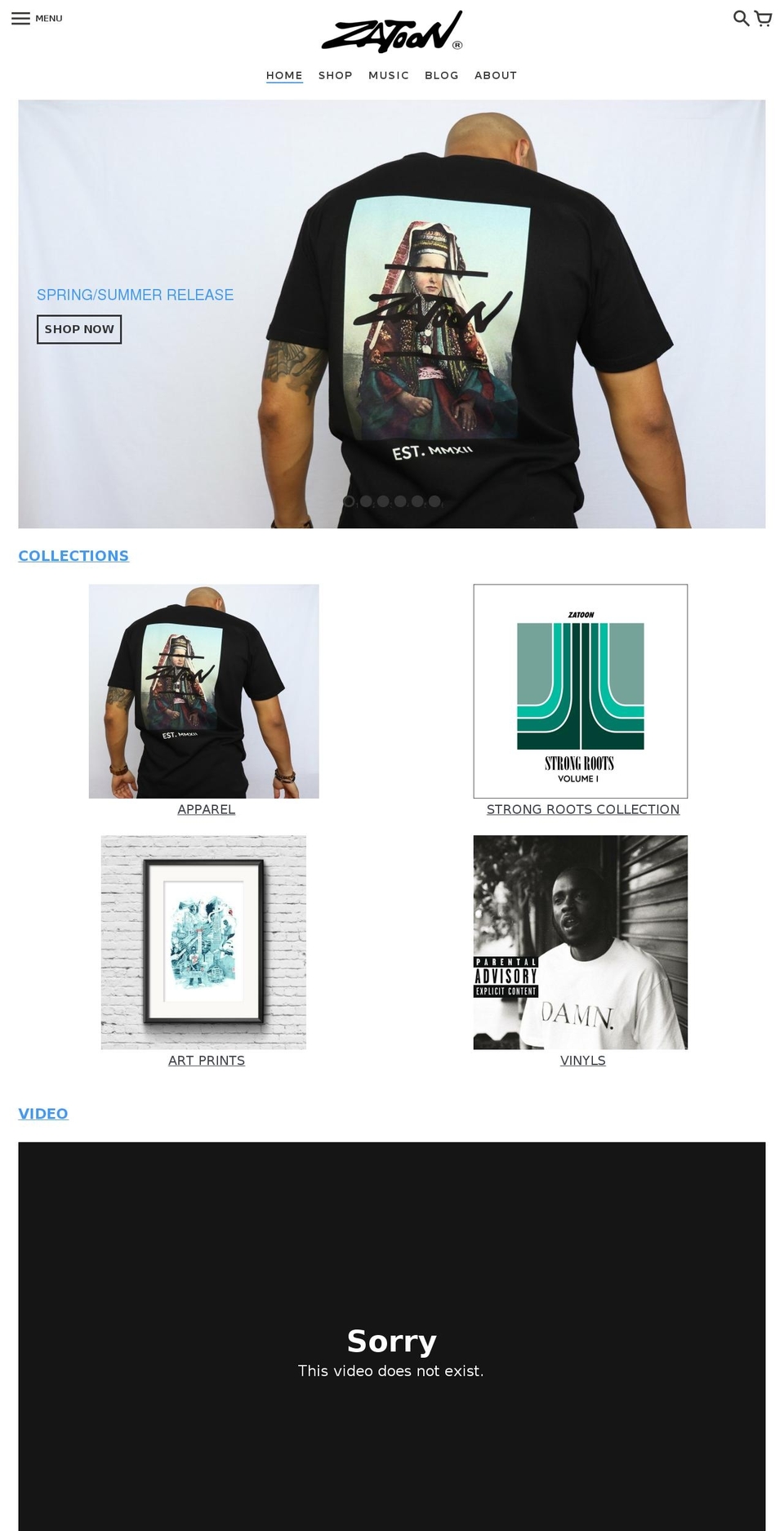 zatoonapparel.com — Shopify storefront screenshot