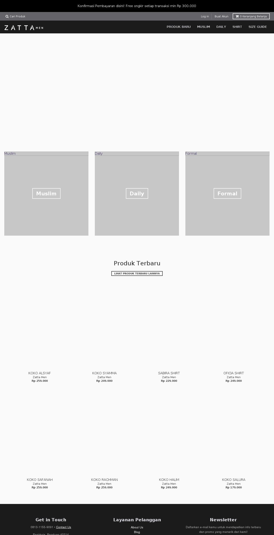 zattamen.com — Shopify storefront screenshot