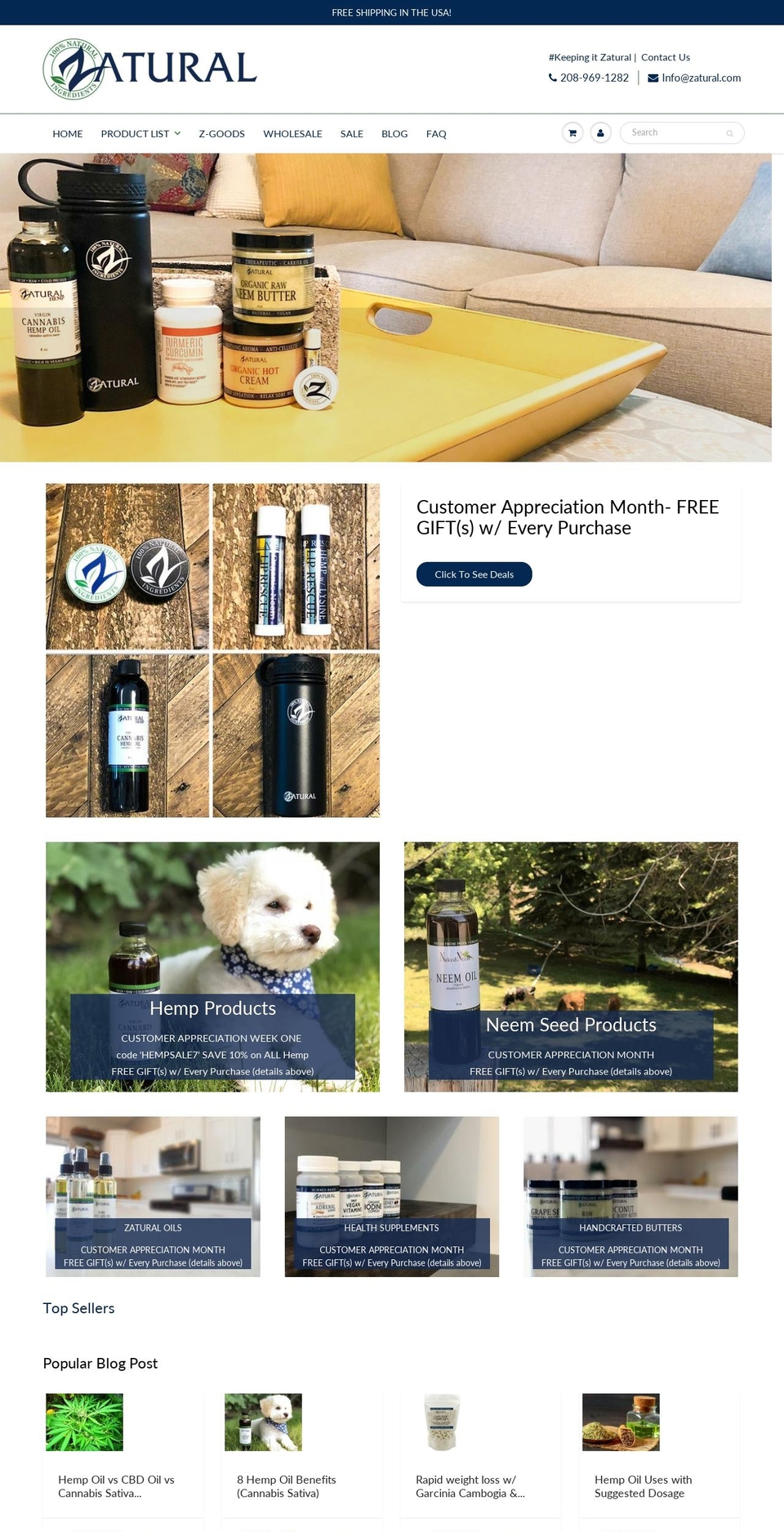 zatural.com shopify website screenshot