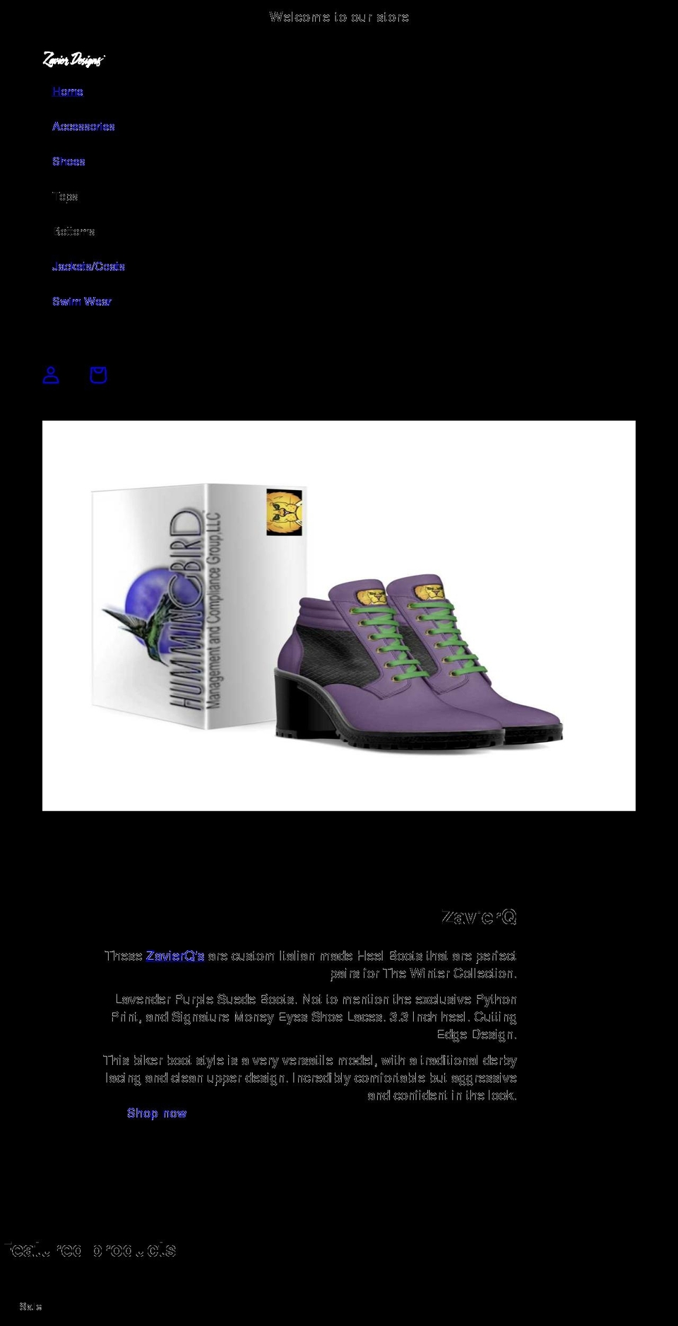 zavierdesigns.com shopify website screenshot