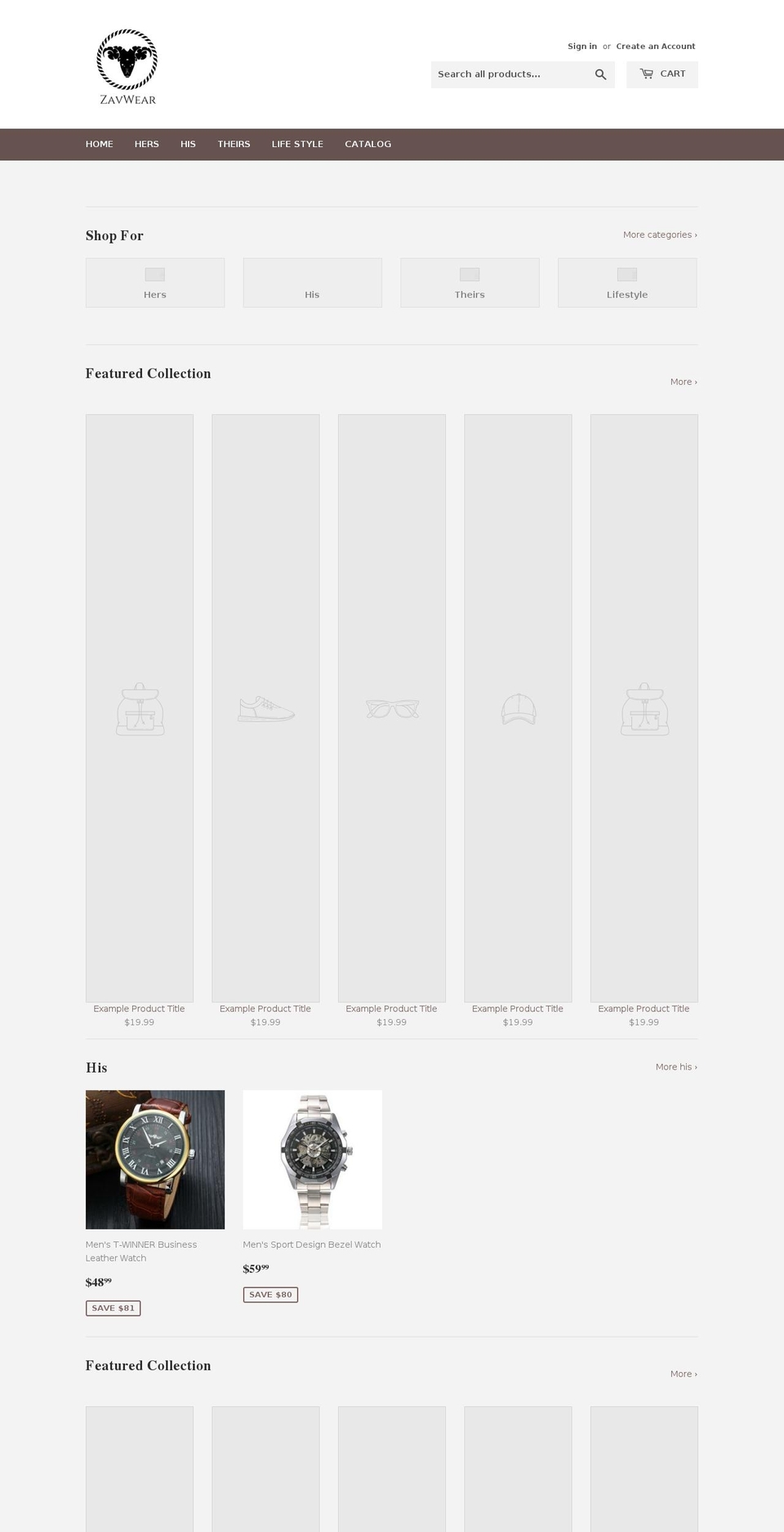 zavwear.com — Shopify storefront screenshot
