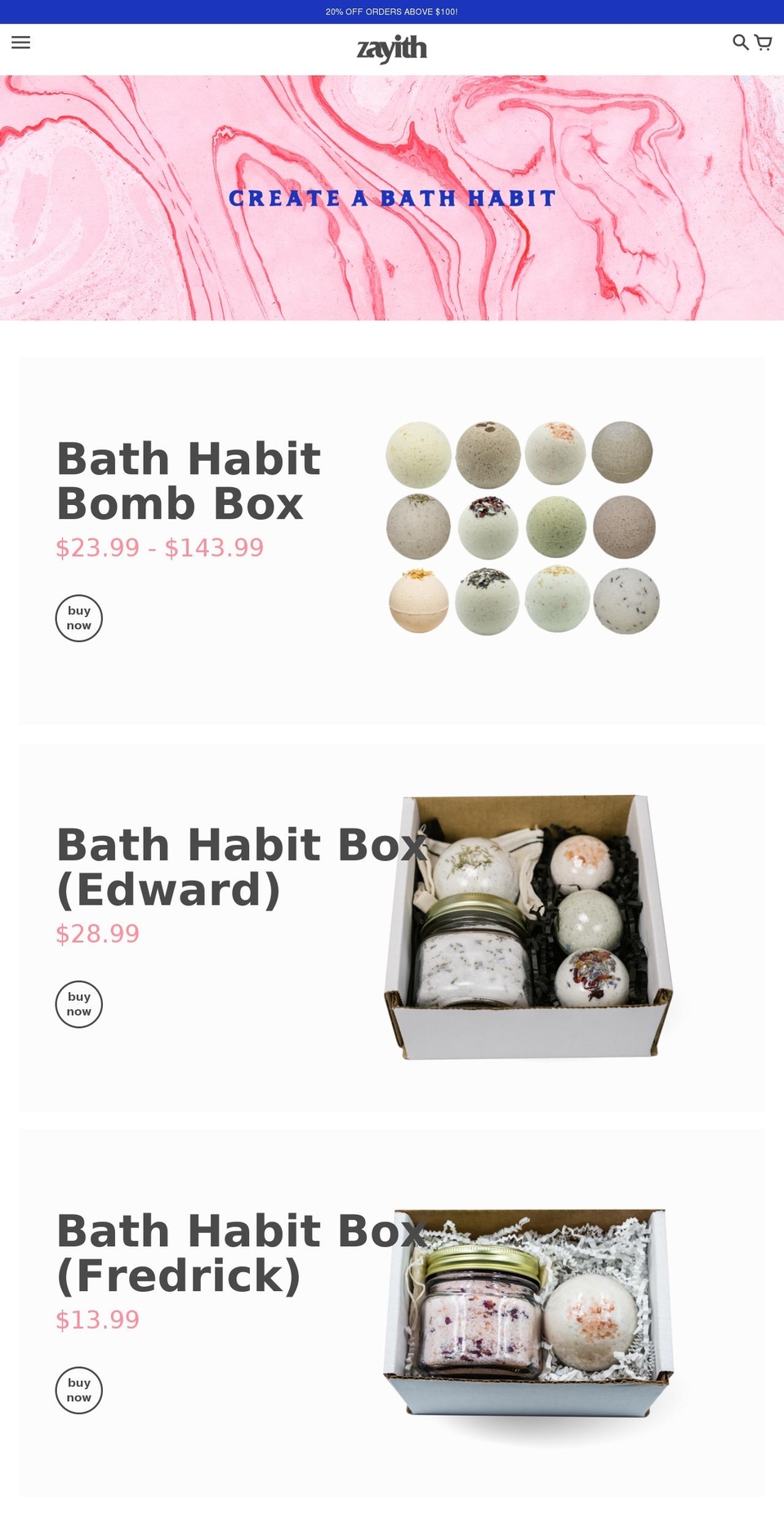 zayithcompany.com — Shopify storefront screenshot