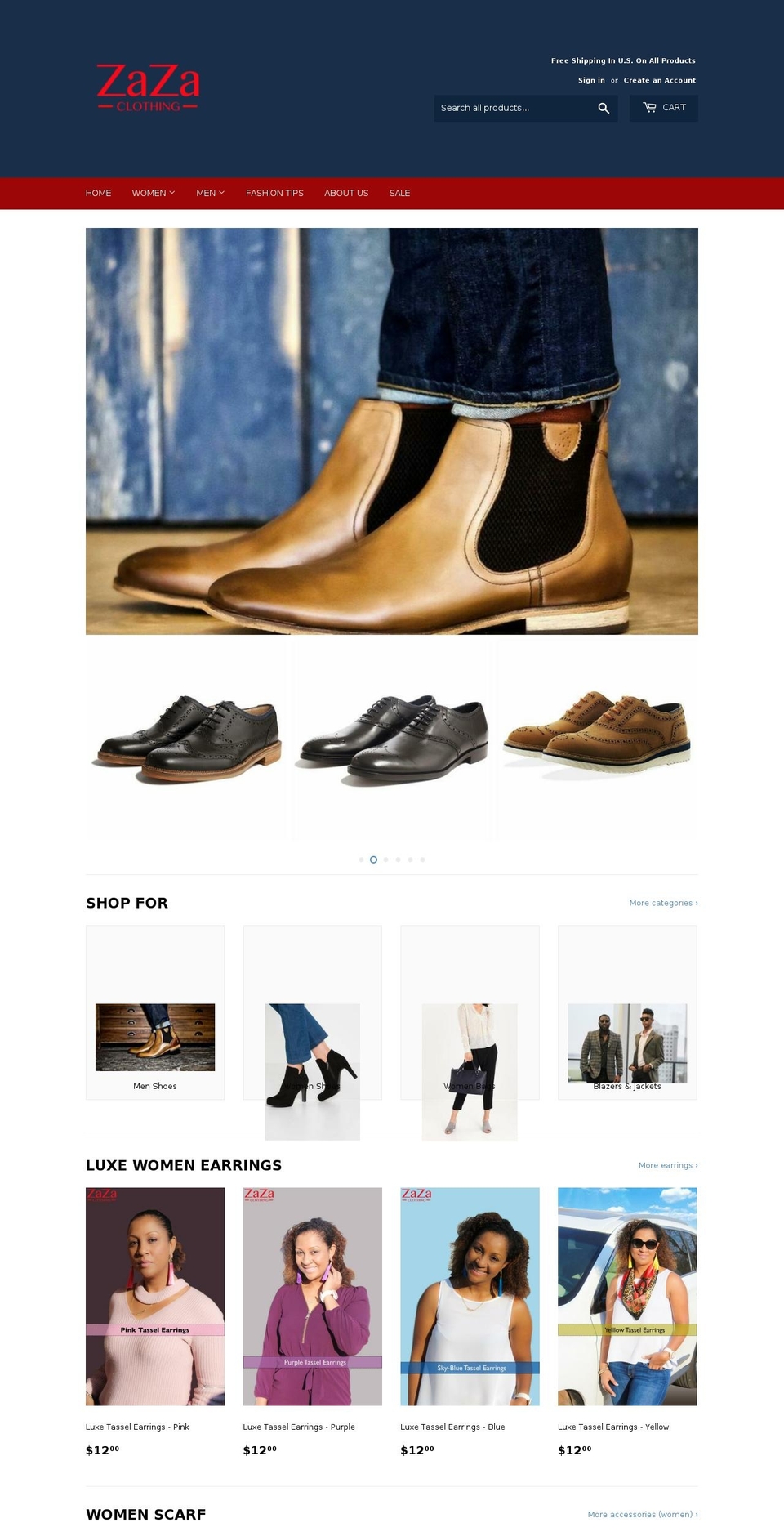 zazaclothing.com — Shopify storefront screenshot