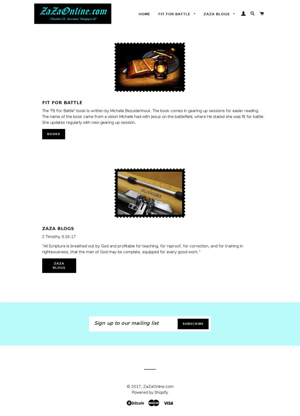 zazaonline.com shopify website screenshot