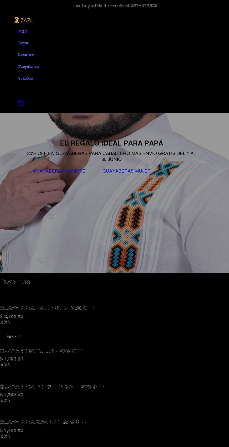 zazil.com.mx shopify website screenshot