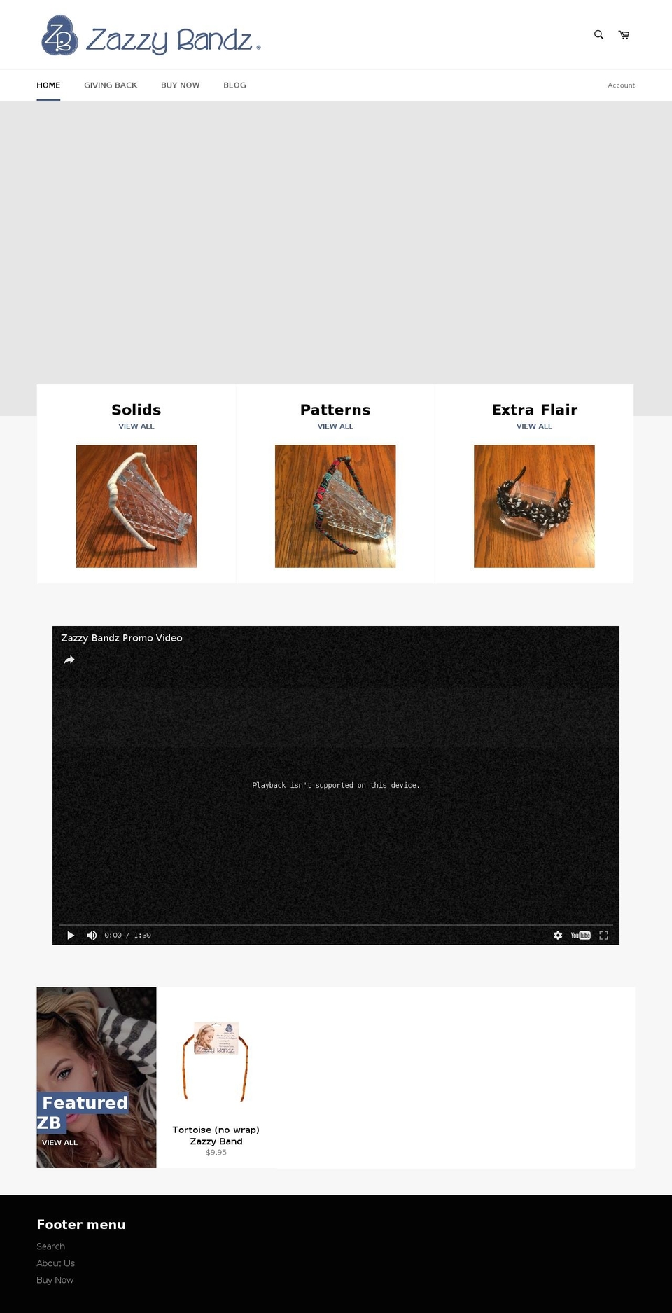 zazzybandz.com shopify website screenshot