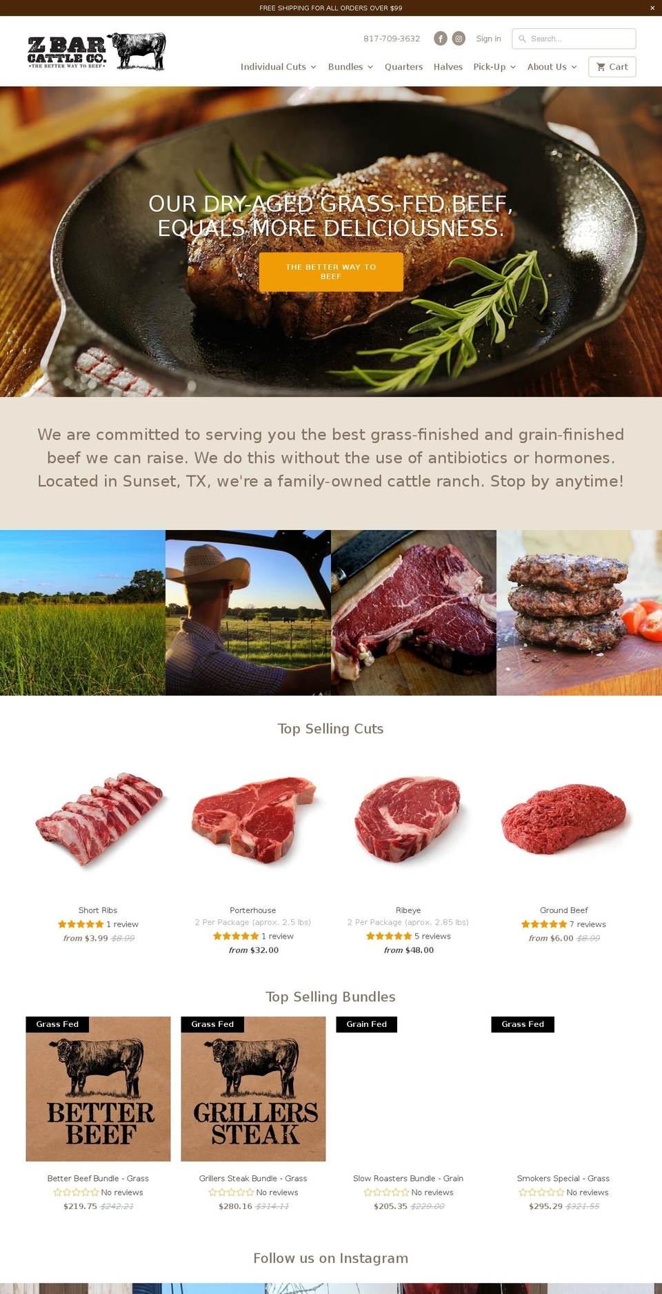 zbarcattle.org shopify website screenshot