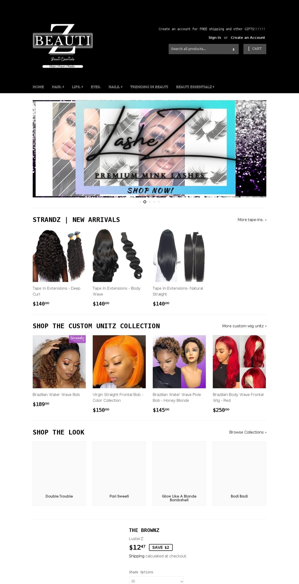 zbeauti.com shopify website screenshot