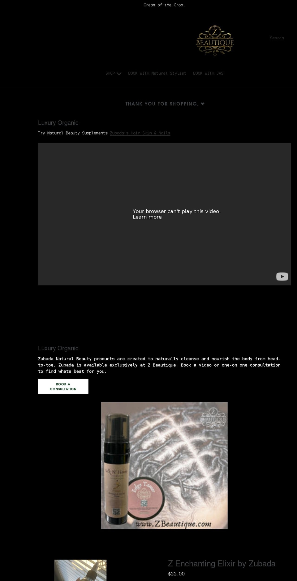 zbeautique.com shopify website screenshot