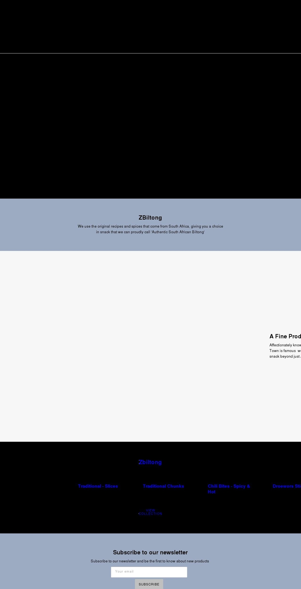 zbiltong.com shopify website screenshot