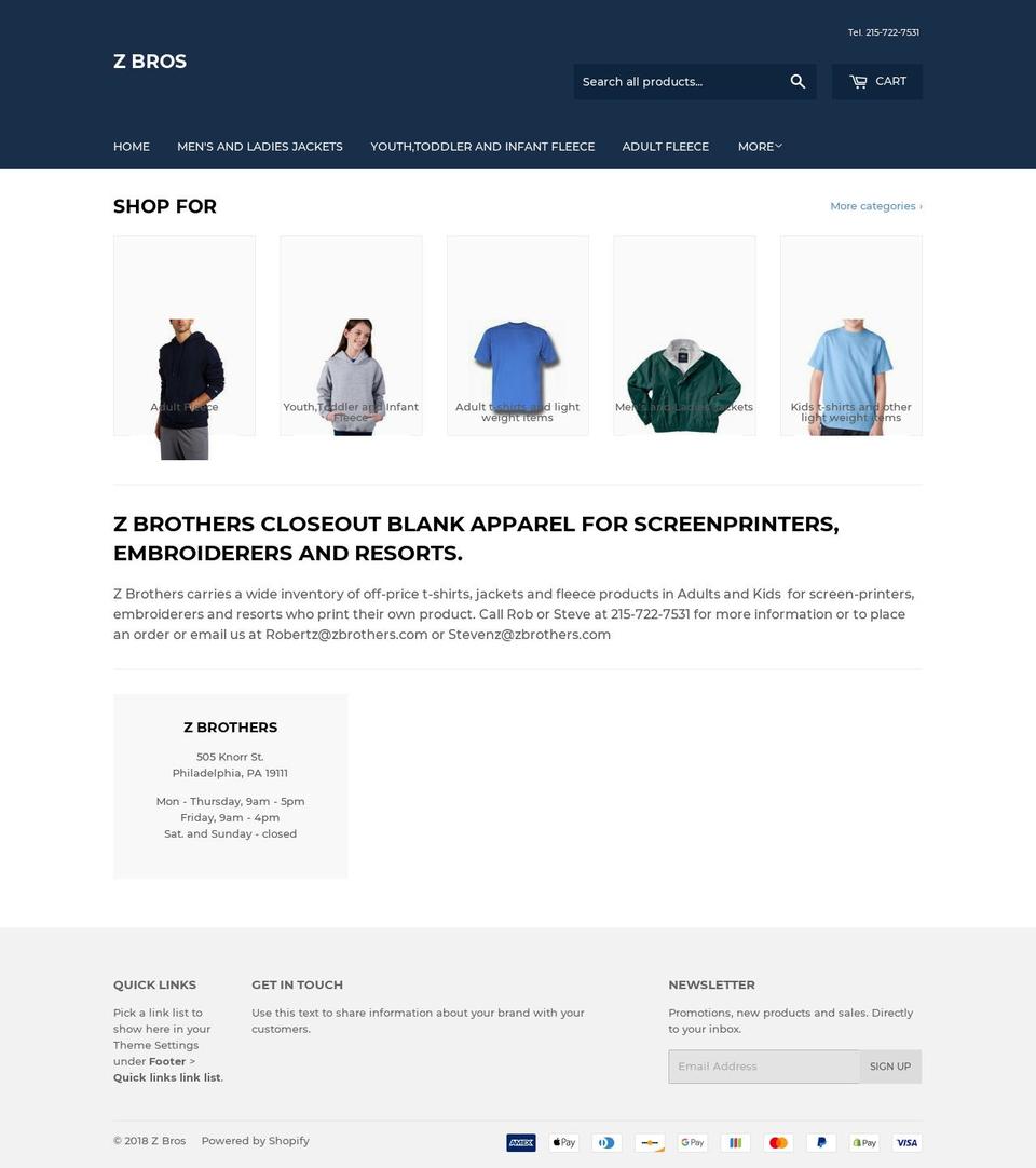 zbrothers.com shopify website screenshot