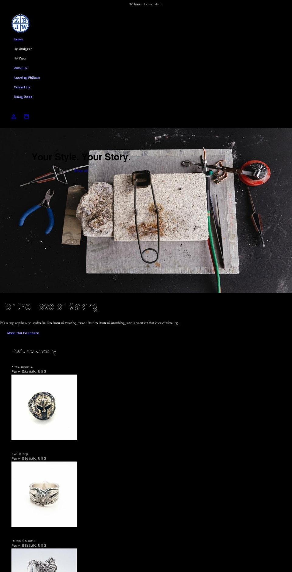 zbrushjewelrywarehouse.com shopify website screenshot