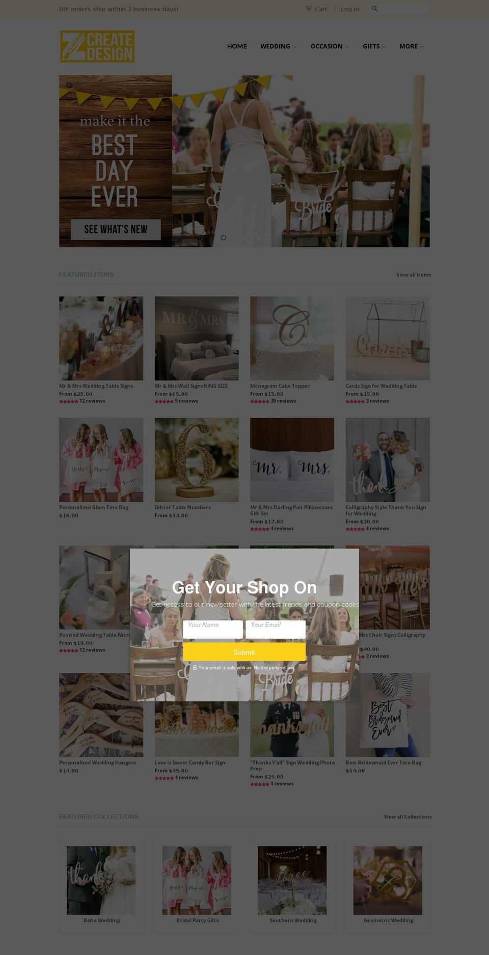 zcreatedesign.com shopify website screenshot