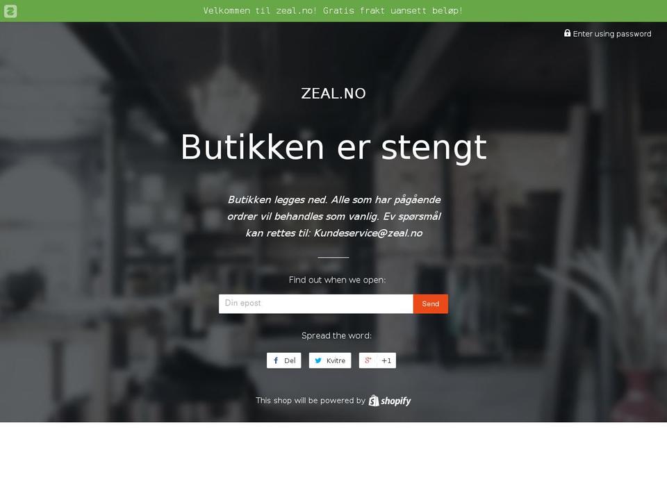 zeal.no shopify website screenshot