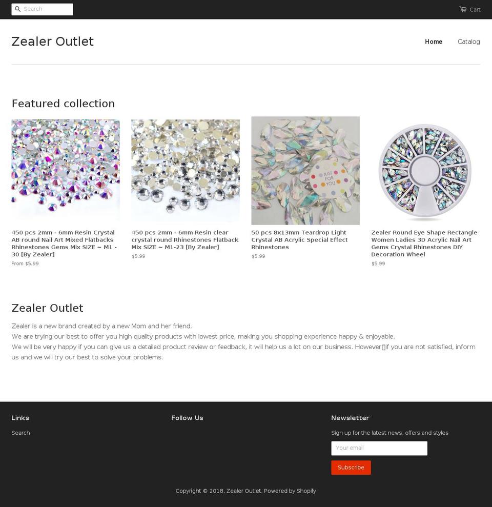 zealeroutlet.com — Shopify storefront screenshot
