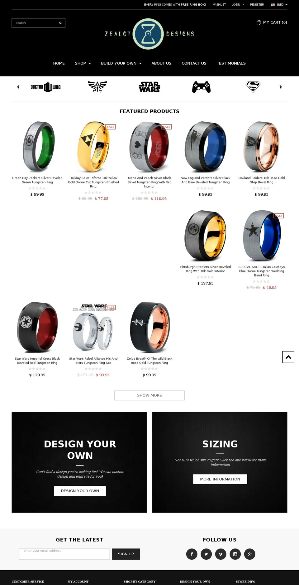 zealotjewelry.com shopify website screenshot