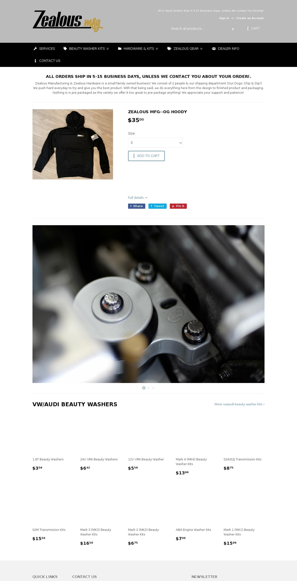 zealoushardware.com shopify website screenshot