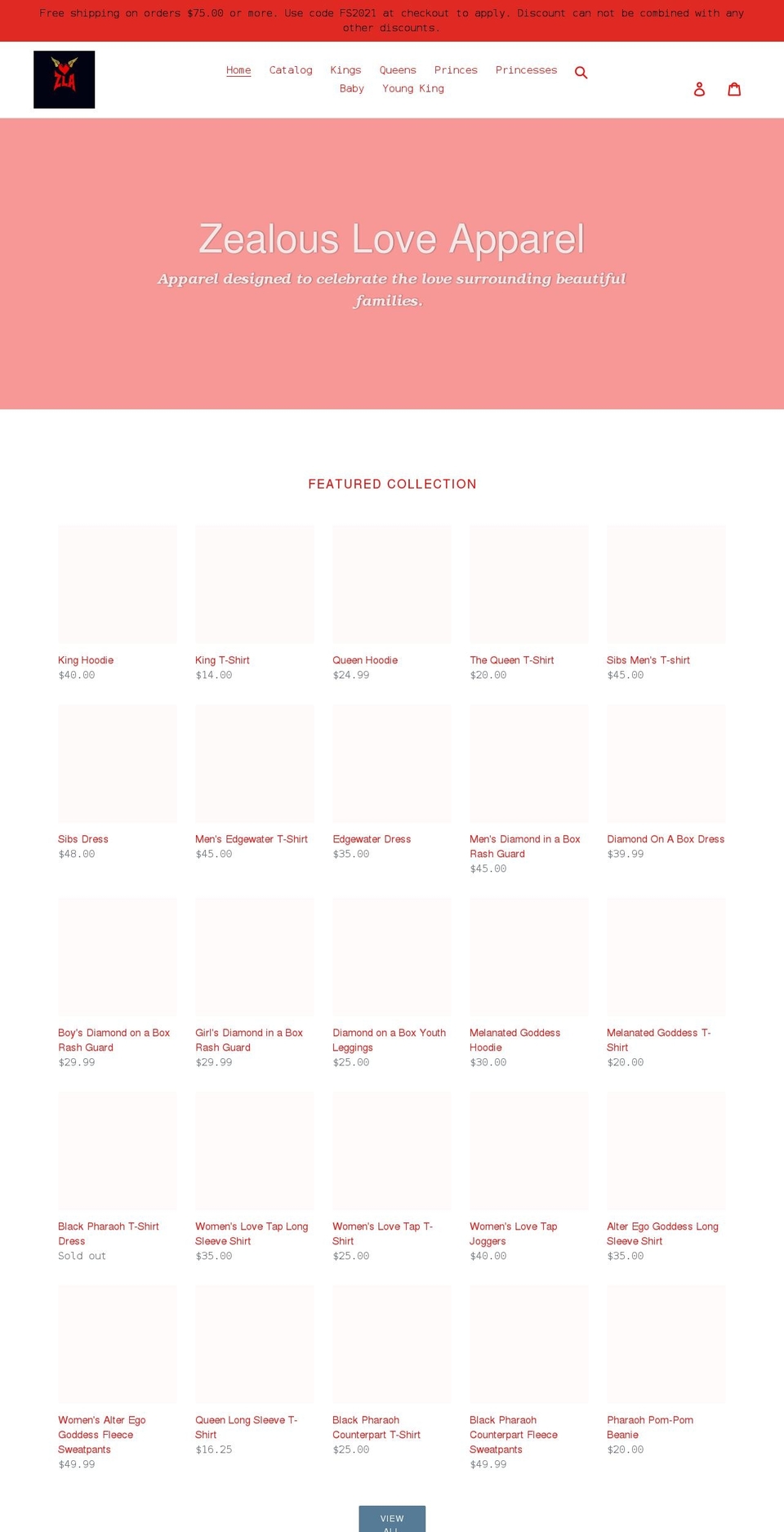 zealousloveapparel.com shopify website screenshot