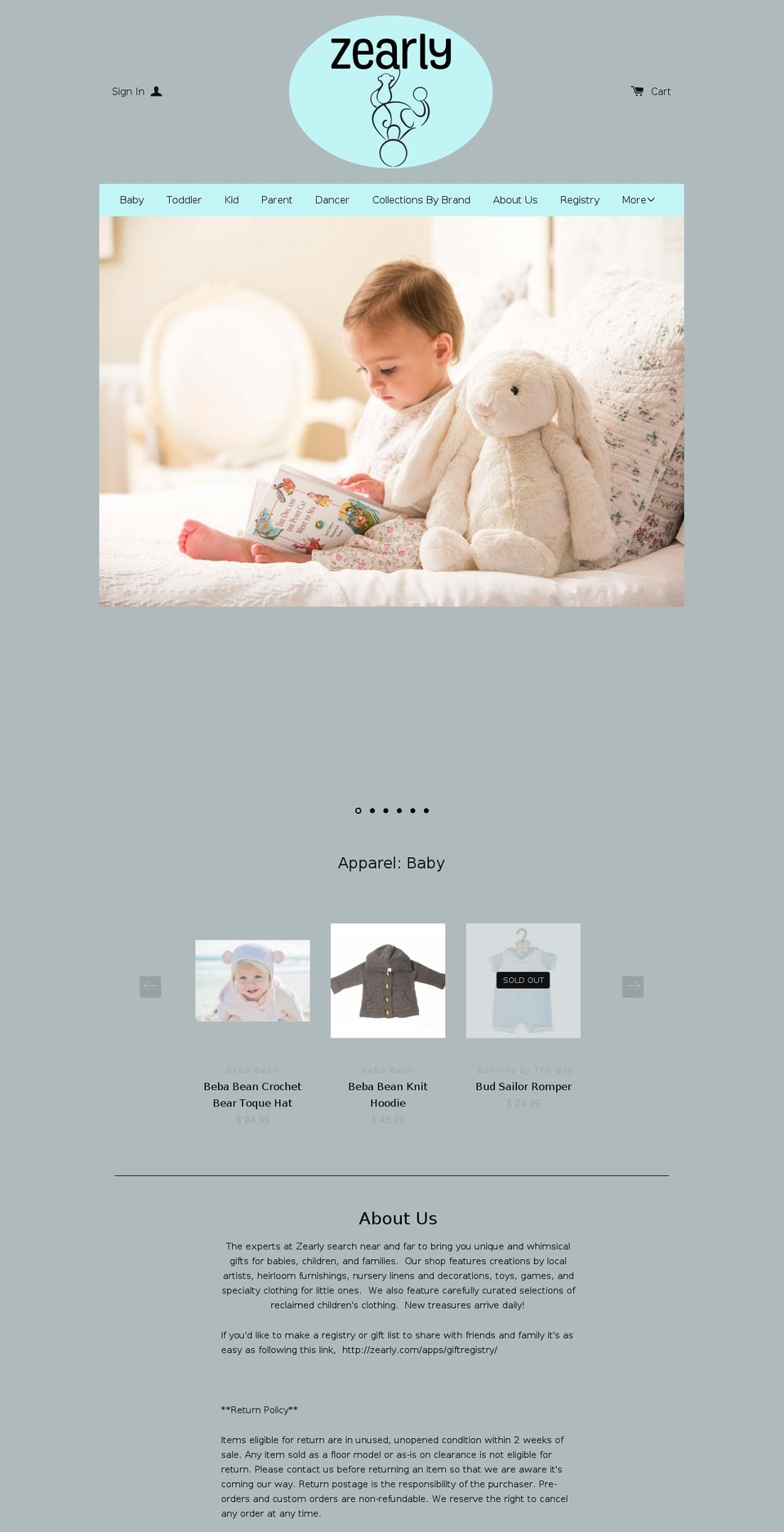 zearly.com shopify website screenshot
