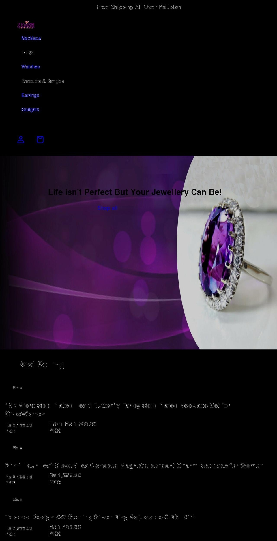 zebaishjewellers.com shopify website screenshot