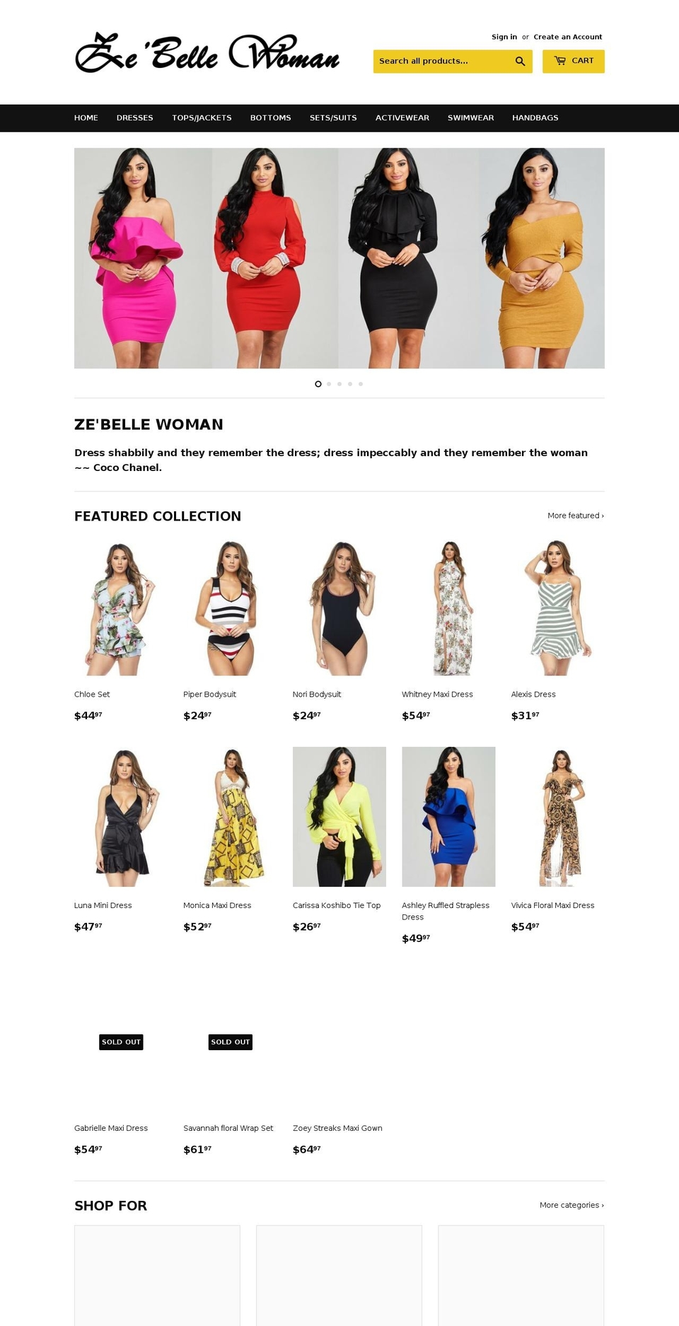zebellewoman.com — Shopify storefront screenshot