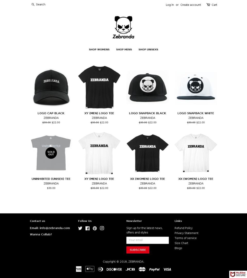 zebranda.com — Shopify storefront screenshot
