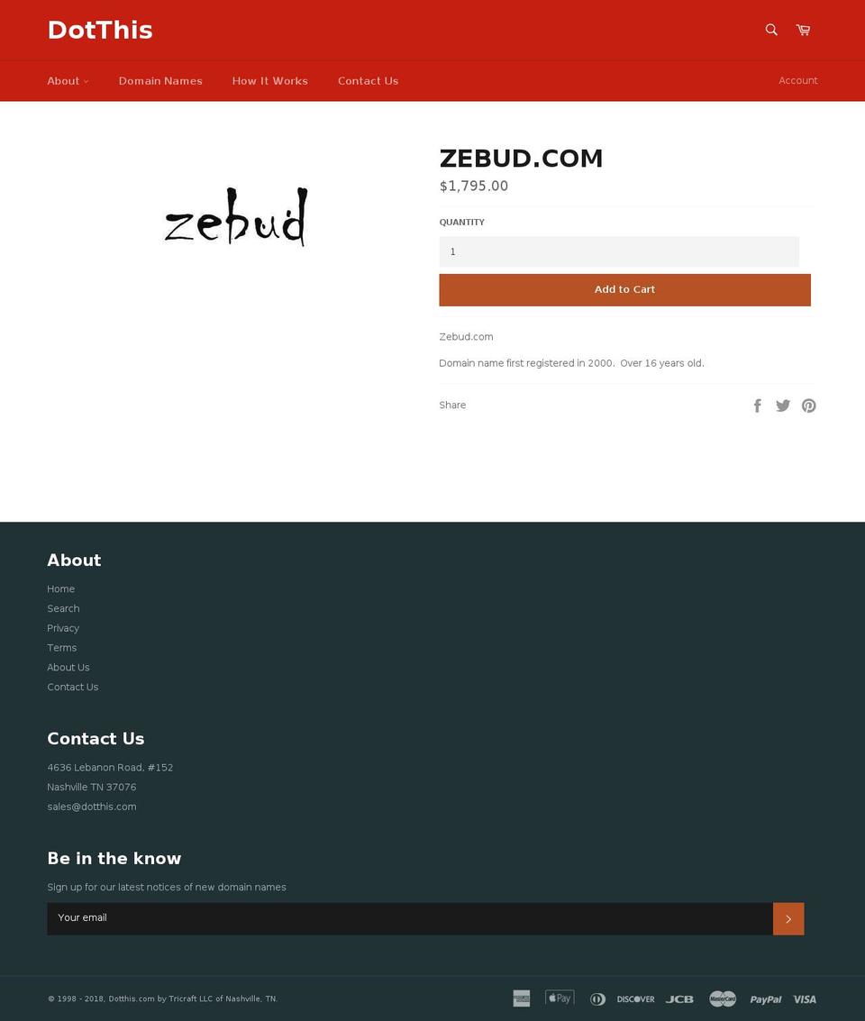 zebud.com — Shopify storefront screenshot