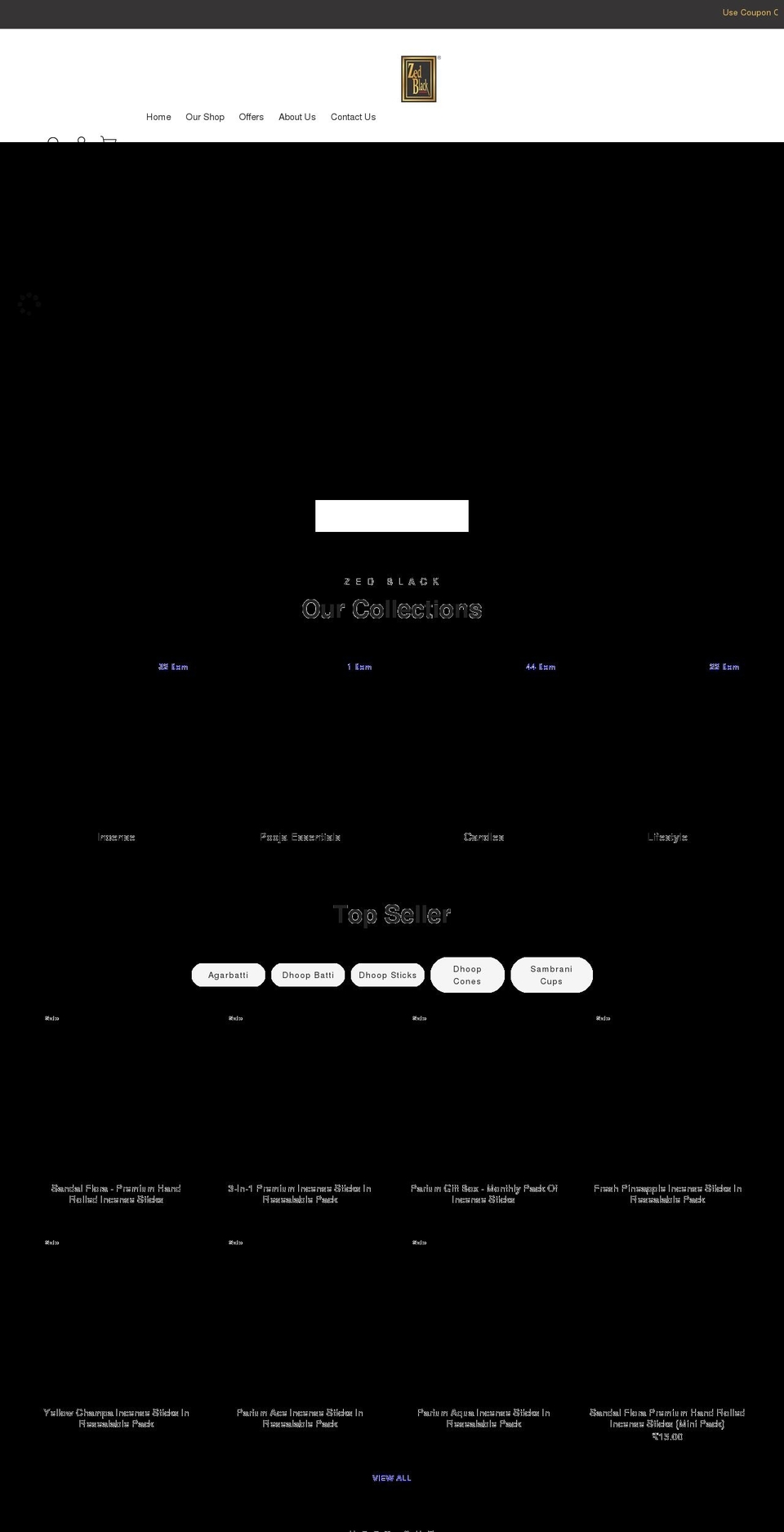 zedblack.in shopify website screenshot