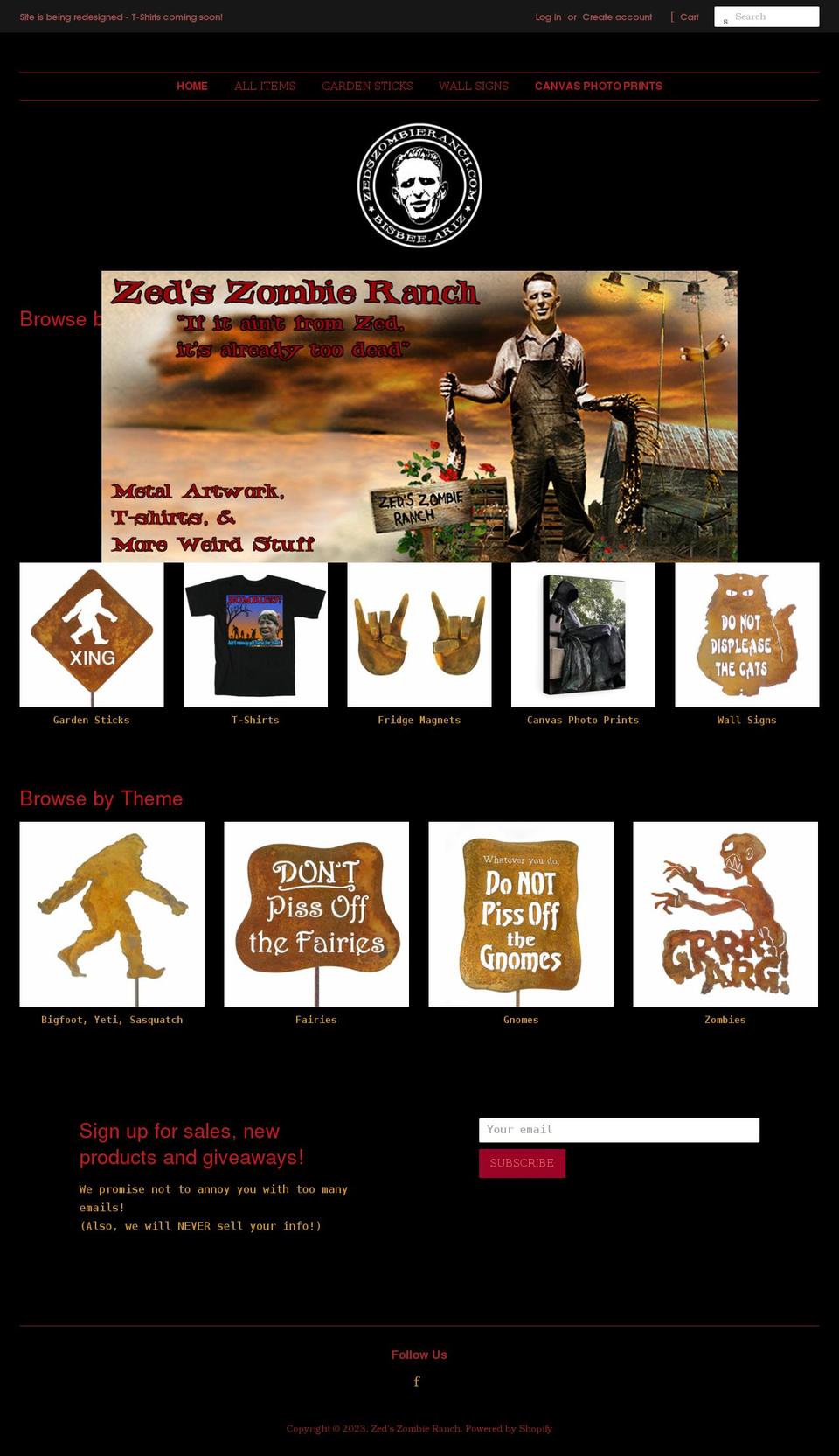 zedszombieranch.com shopify website screenshot