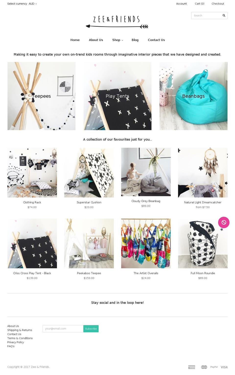 zeeandfriends.com shopify website screenshot