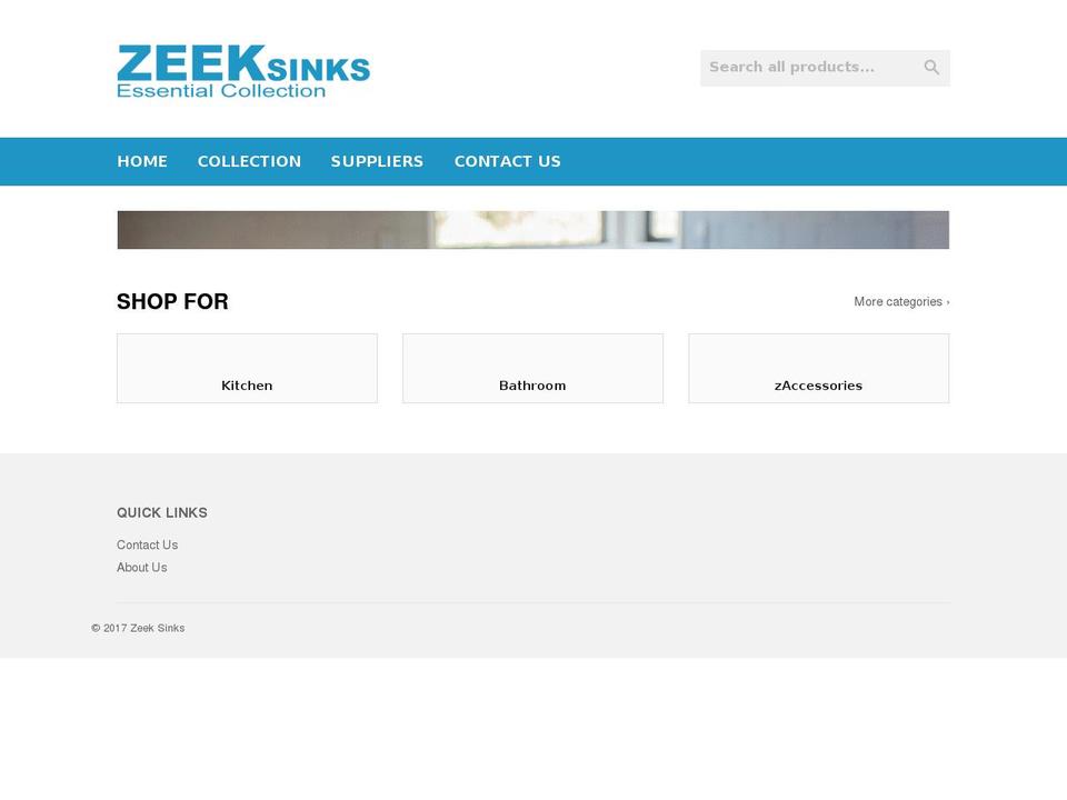 zeeksinks.com shopify website screenshot