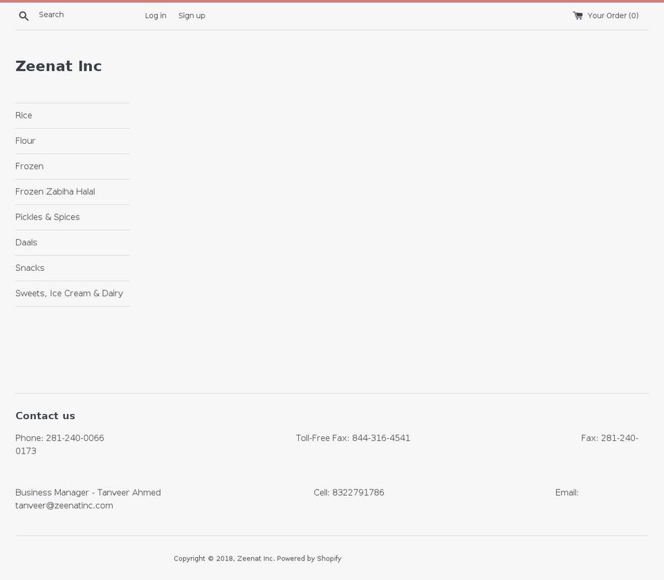 zeenatinc.com — Shopify storefront screenshot