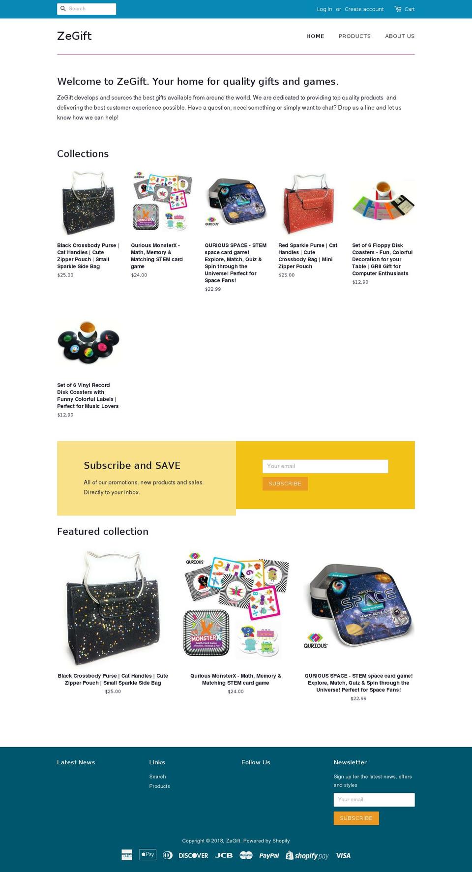 zegift.com — Shopify storefront screenshot