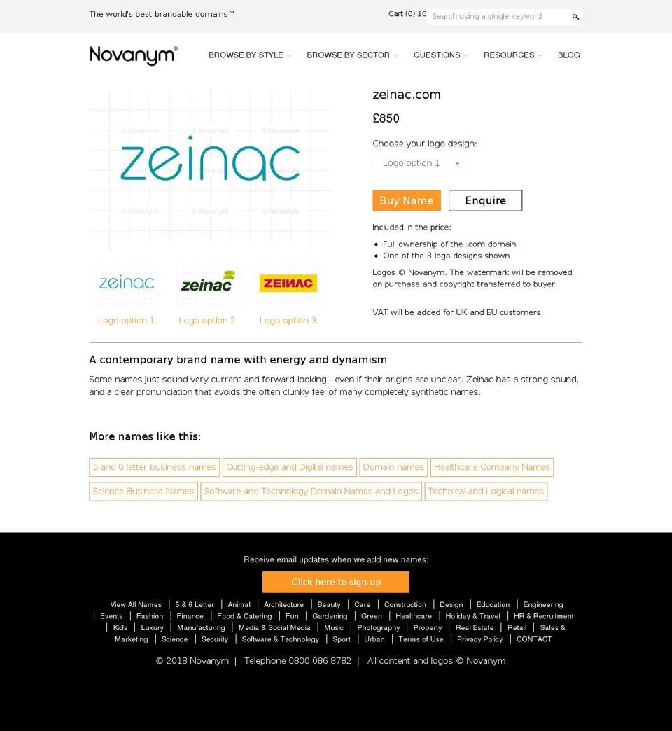 zeinac.com shopify website screenshot