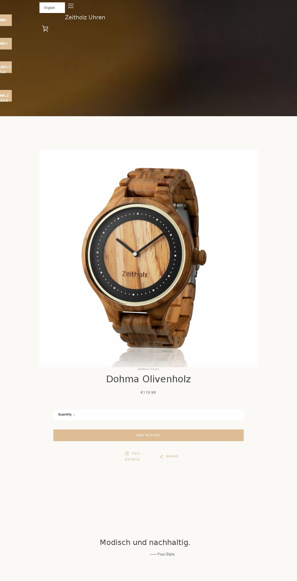 zeitholzwatches.com shopify website screenshot