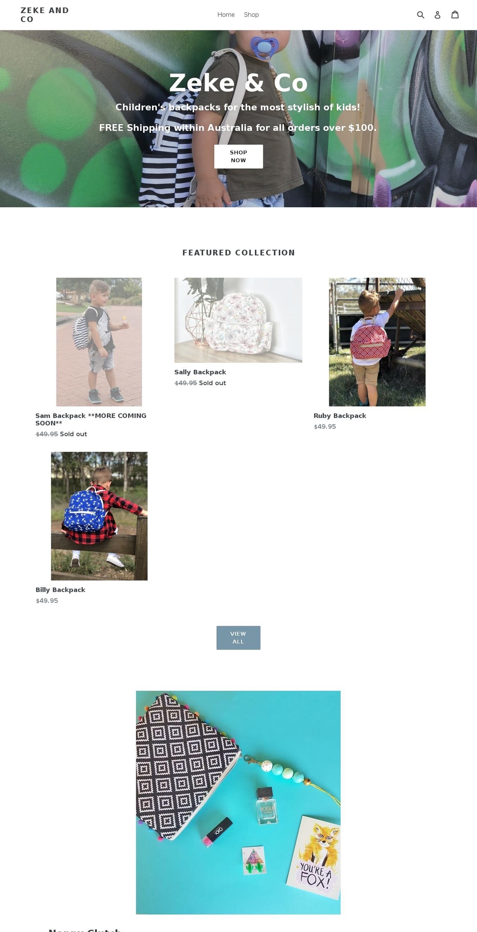 zekeandco.com — Shopify storefront screenshot