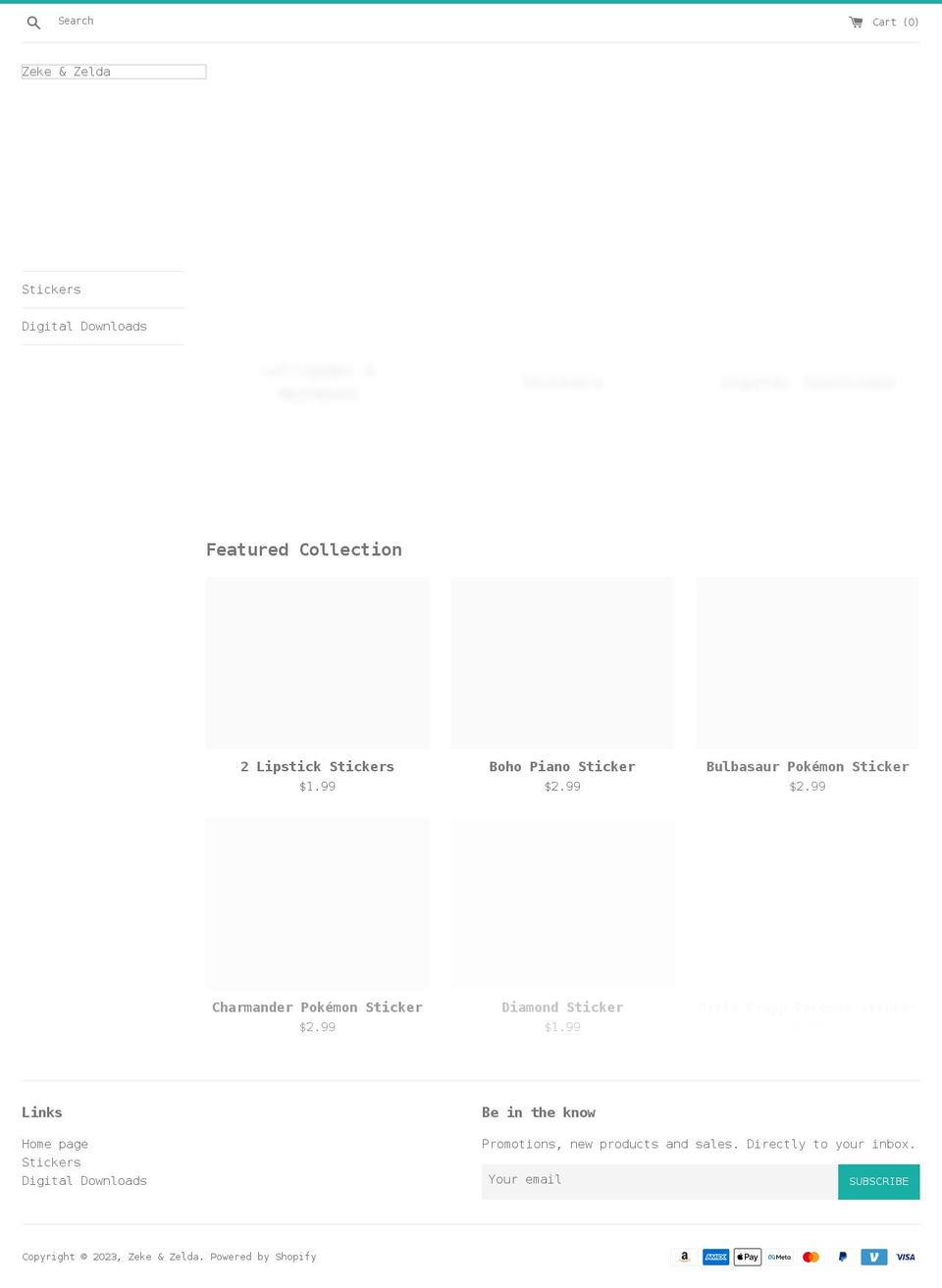 zekeandzelda.com shopify website screenshot