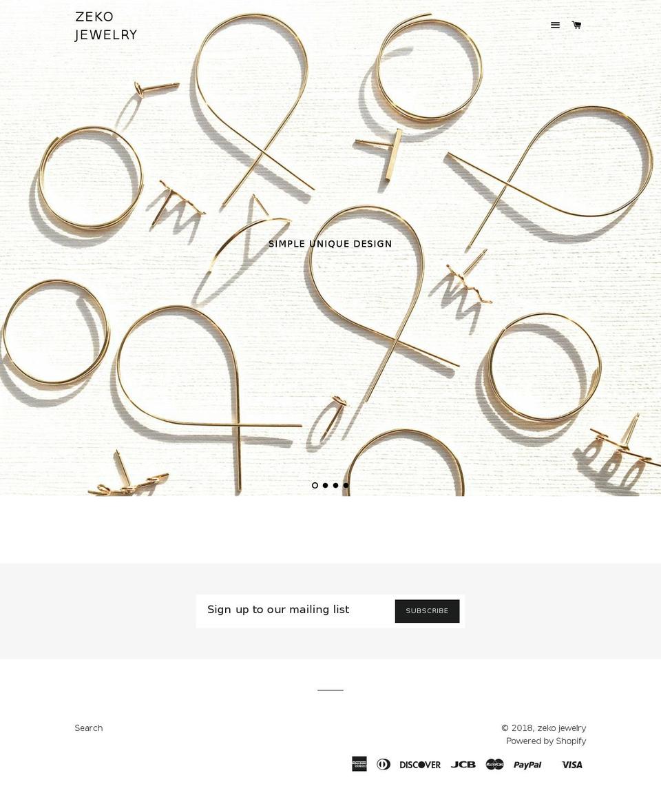 zekojewelry.com shopify website screenshot