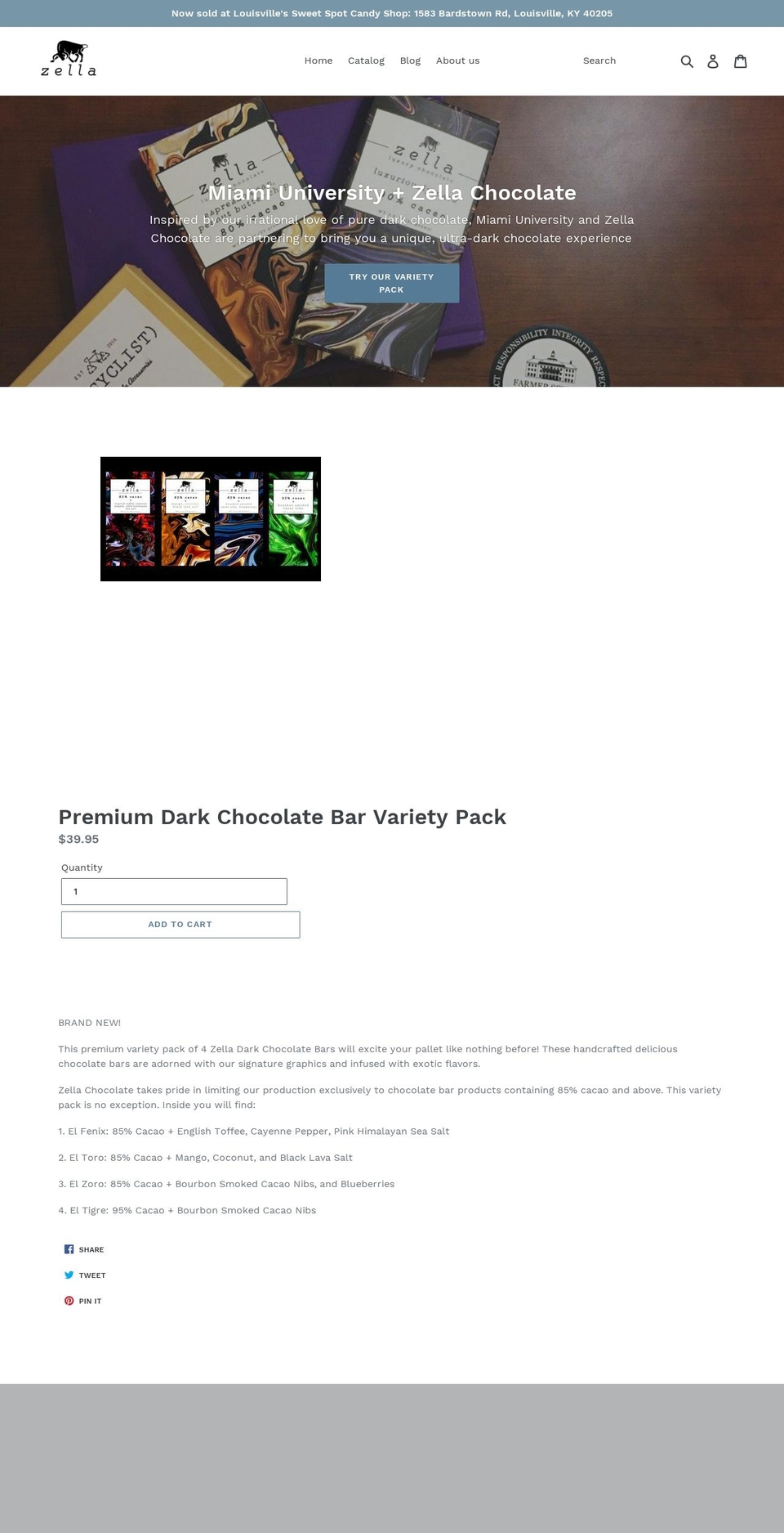 zellachocolate.com shopify website screenshot