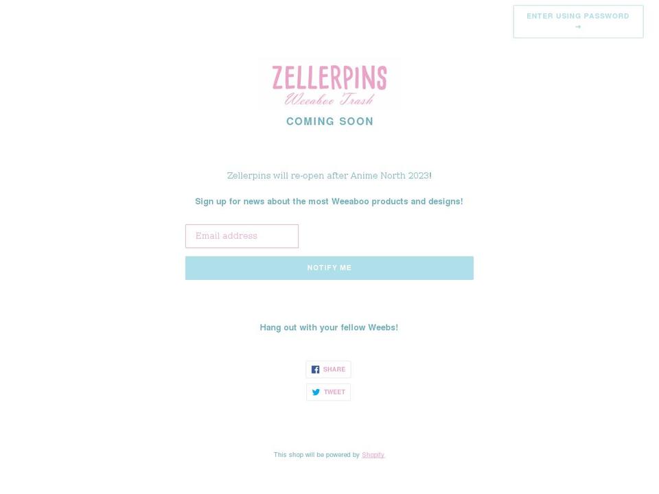 zellerpins.com shopify website screenshot