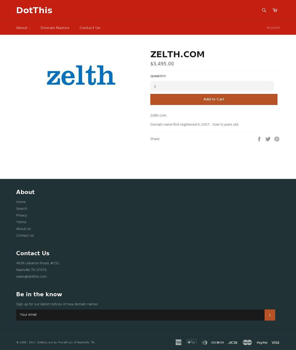 zelth.com shopify website screenshot