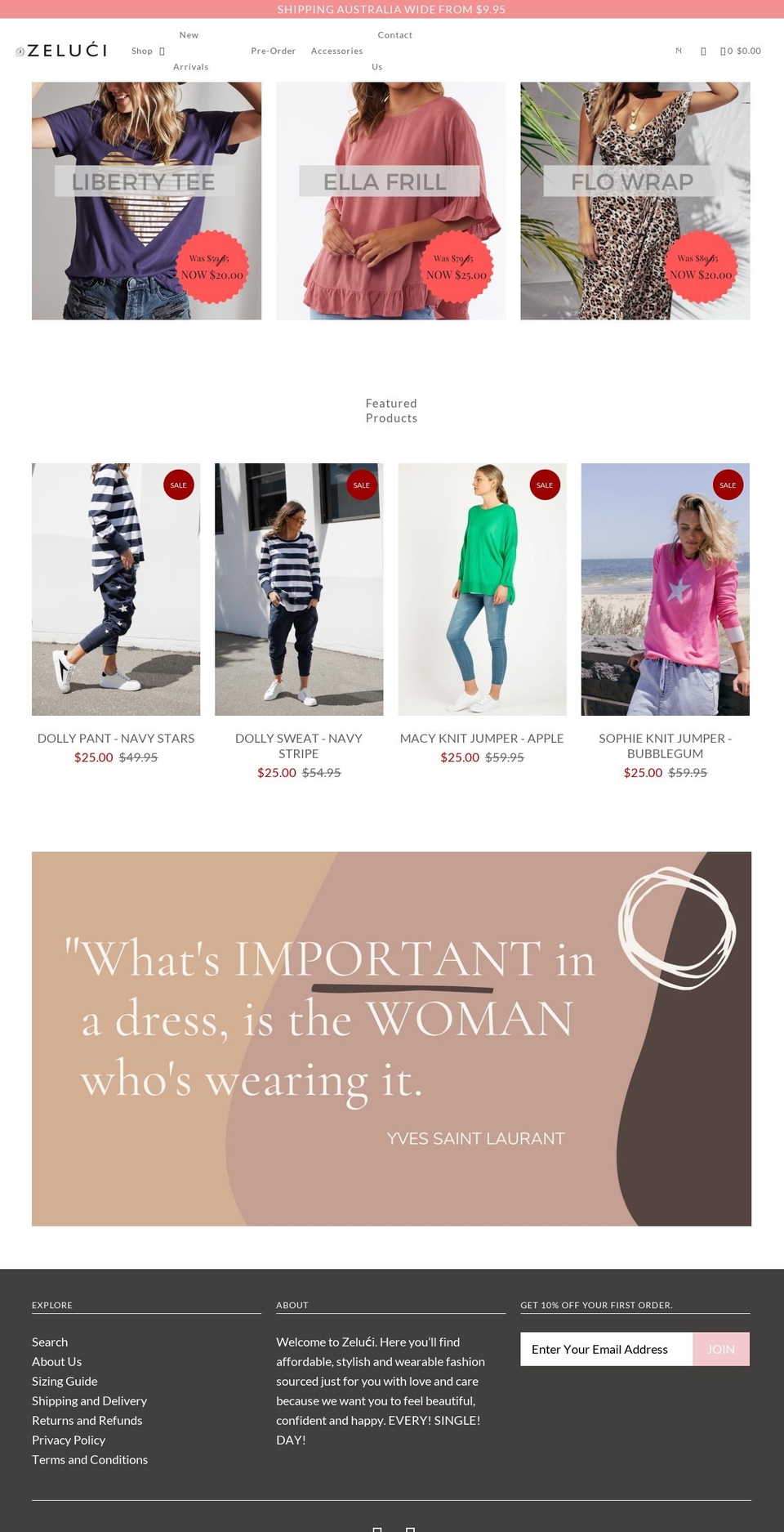 zeluci.com.au shopify website screenshot